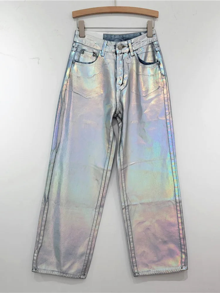 Holo Coating Denim Pants