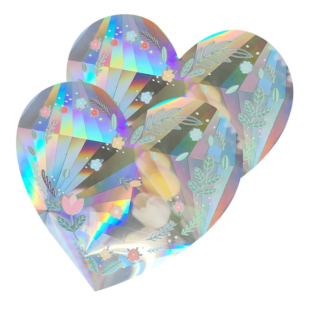 Floral Heart Glass Sun Catcher Prism Sticker