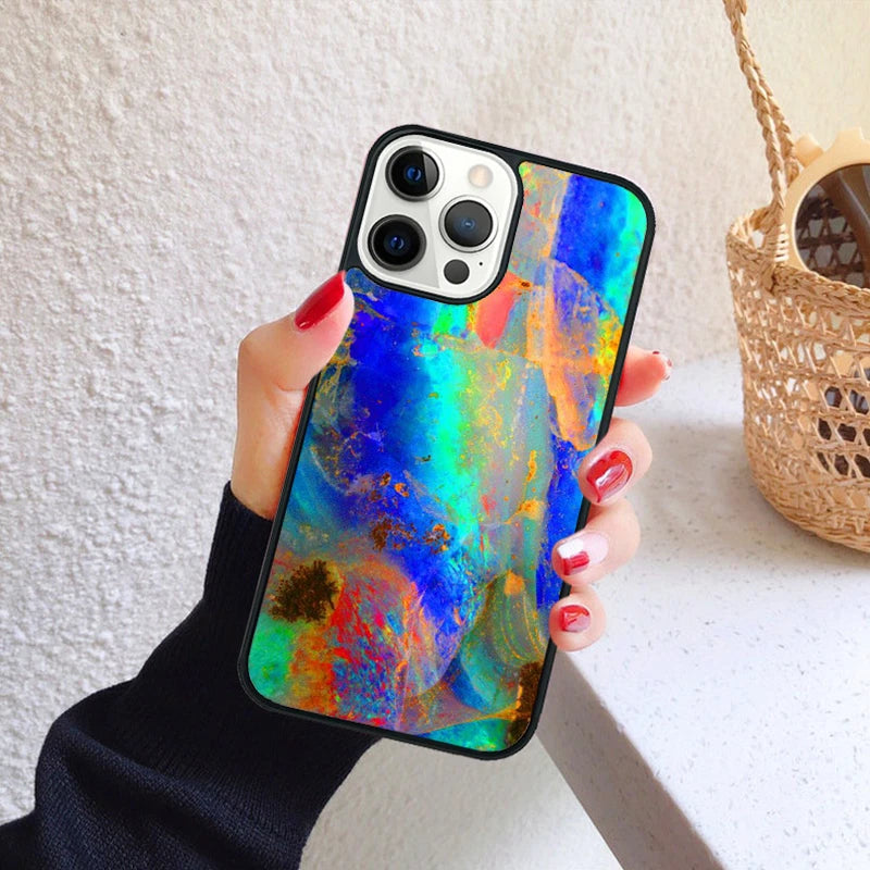 Geode opal iridescent marble Phone Case