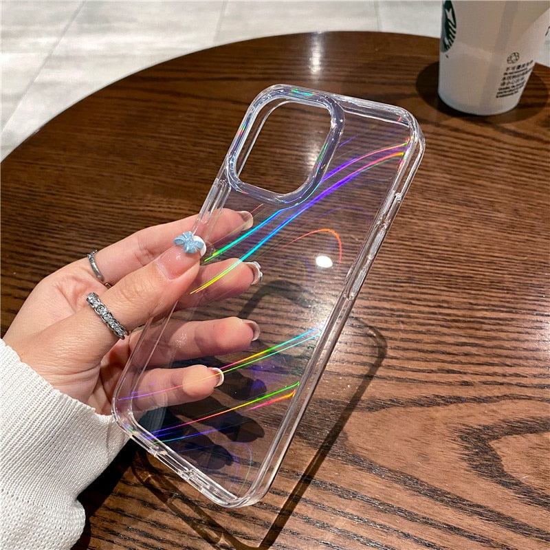 Holographic Aurora Transparent Hard iPhone Case