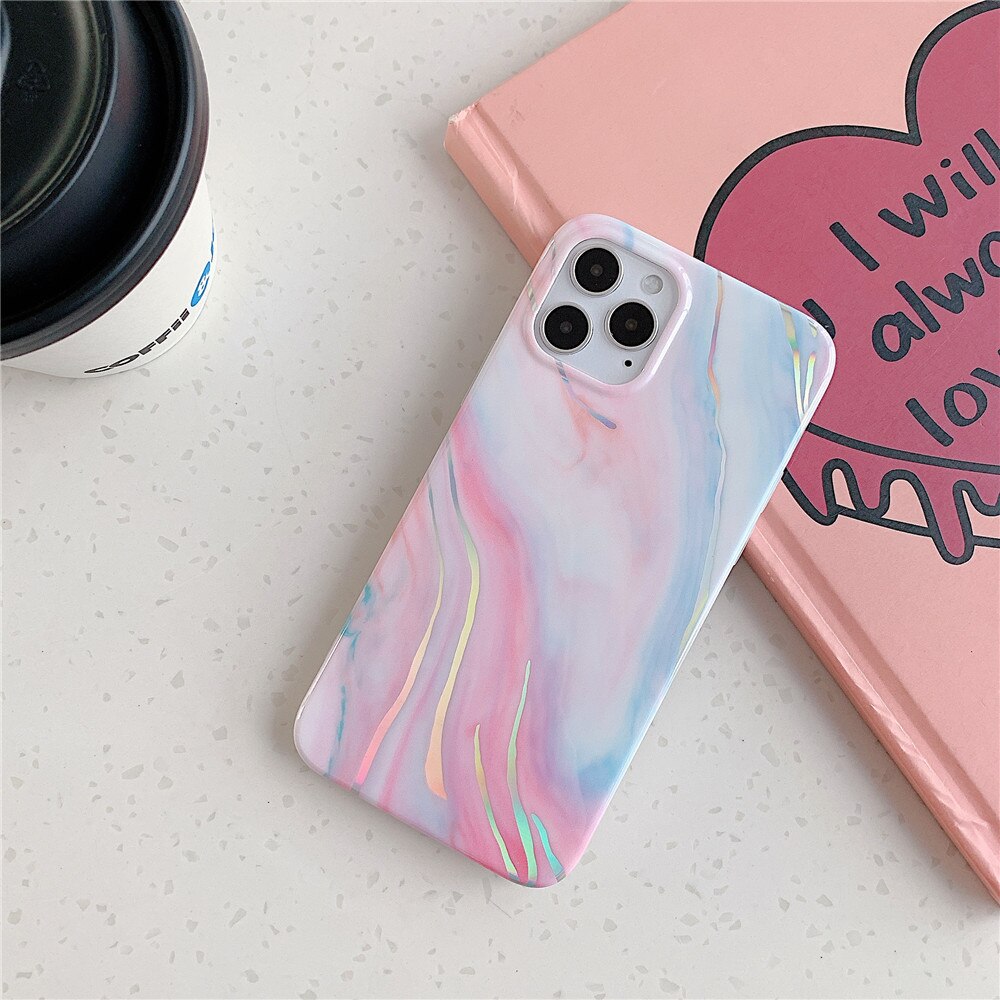 Holo Marble Case Soft Silicone iPhone Case