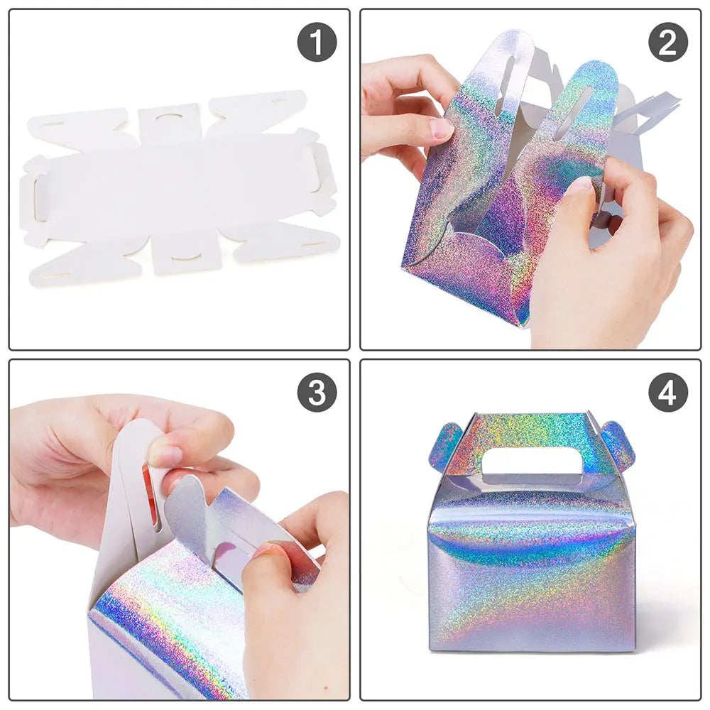 Holographic Cardboard Portable Dessert / Gift Box