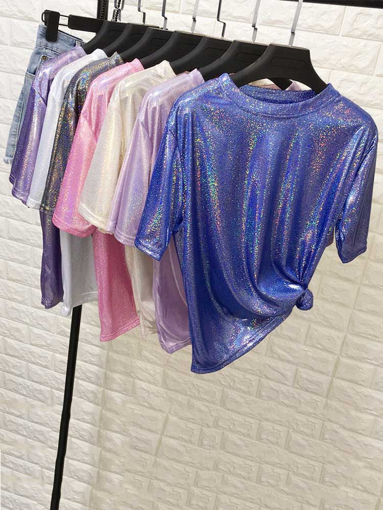 Holographic Bright ‘Silk' Tops