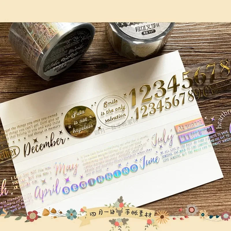 Digital Numbers Dates Month Pet Washi Tape