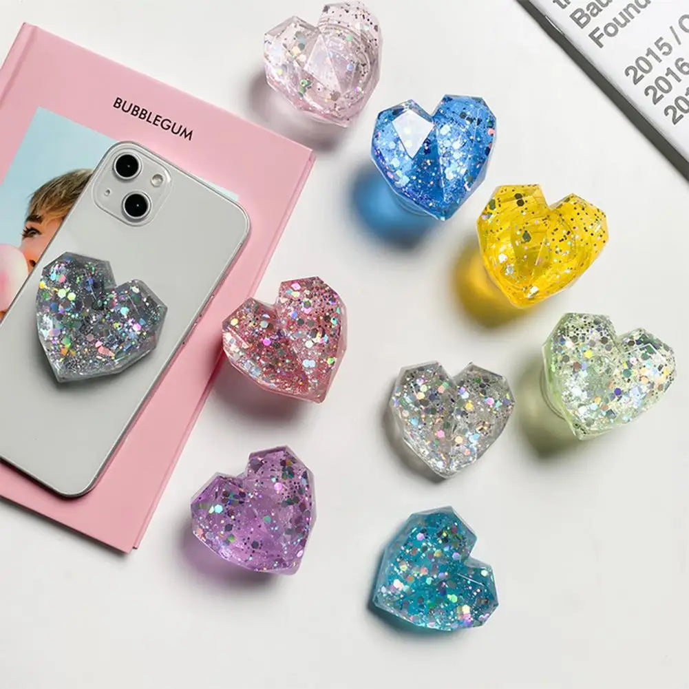 Cute Epoxy Holo Love Heart Phone Grip