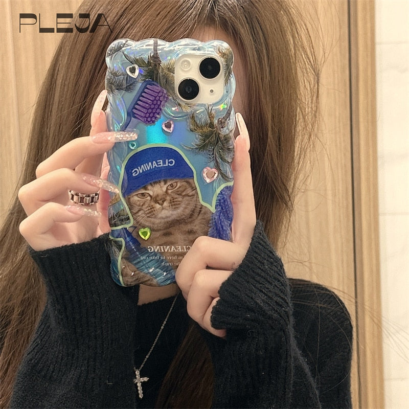 Holo Cute Cat Funny iPhone Case