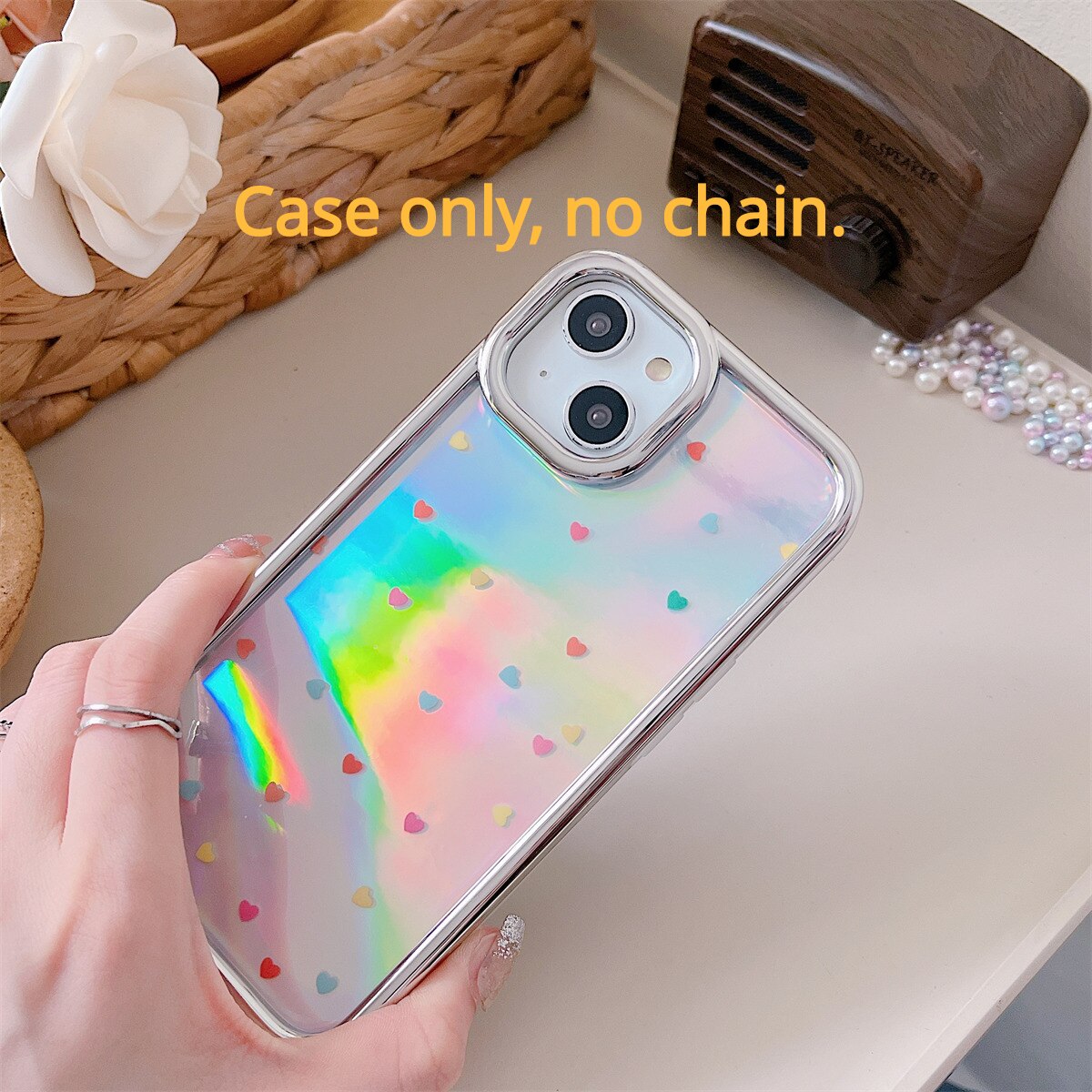 Holo Electroplated Love Heart iPhone Case