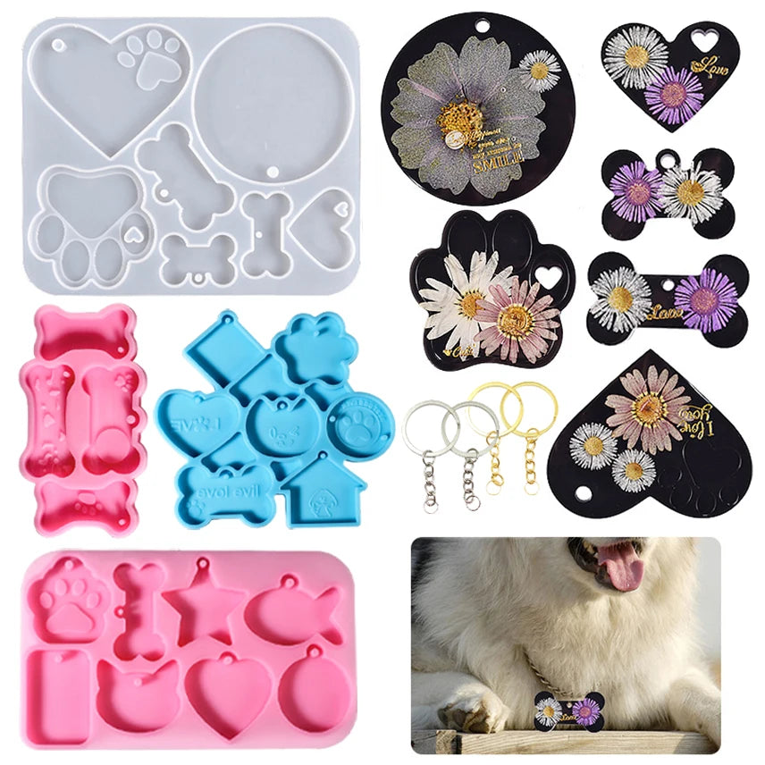 Dog Tag Bone Keychain Silicone Mould