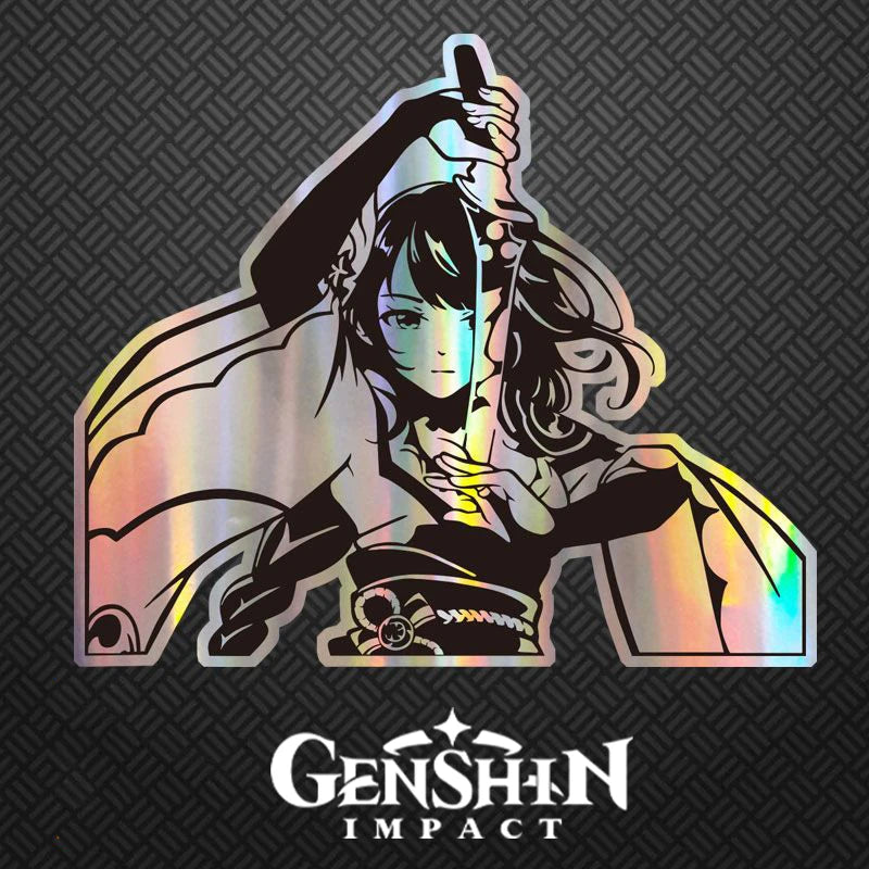 Genshin Impact Beelzebul Raiden Shogun Ei Sexy Girl Game Stationery Sticker Reflective Laser Decals Toys School Supplies