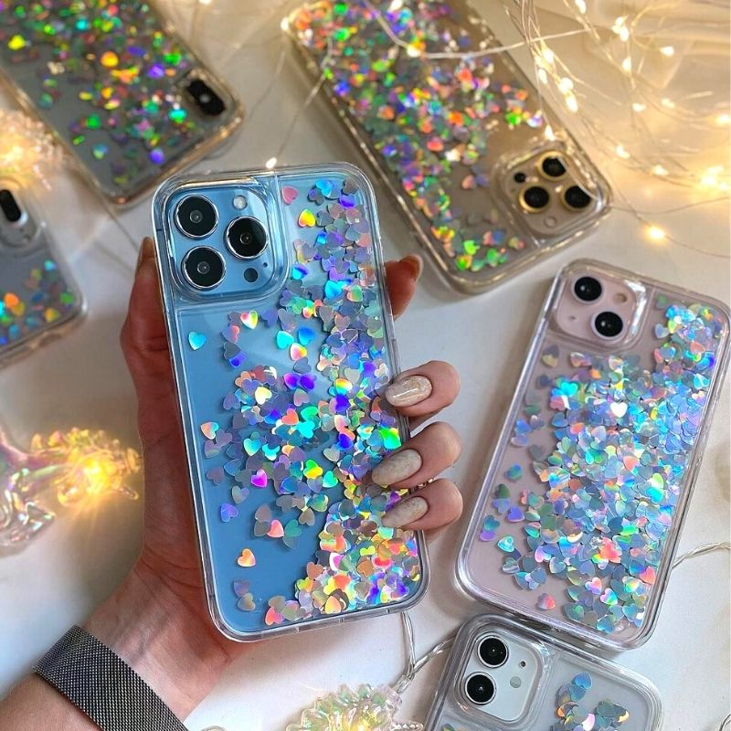 Holo Heart Liquid iPhone Case