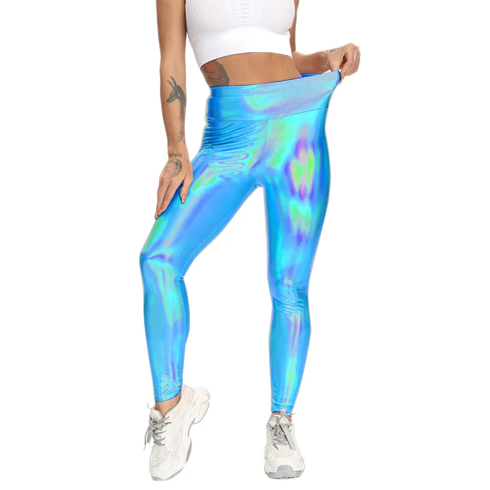 Shiny Laser Stretchy Leggings Women