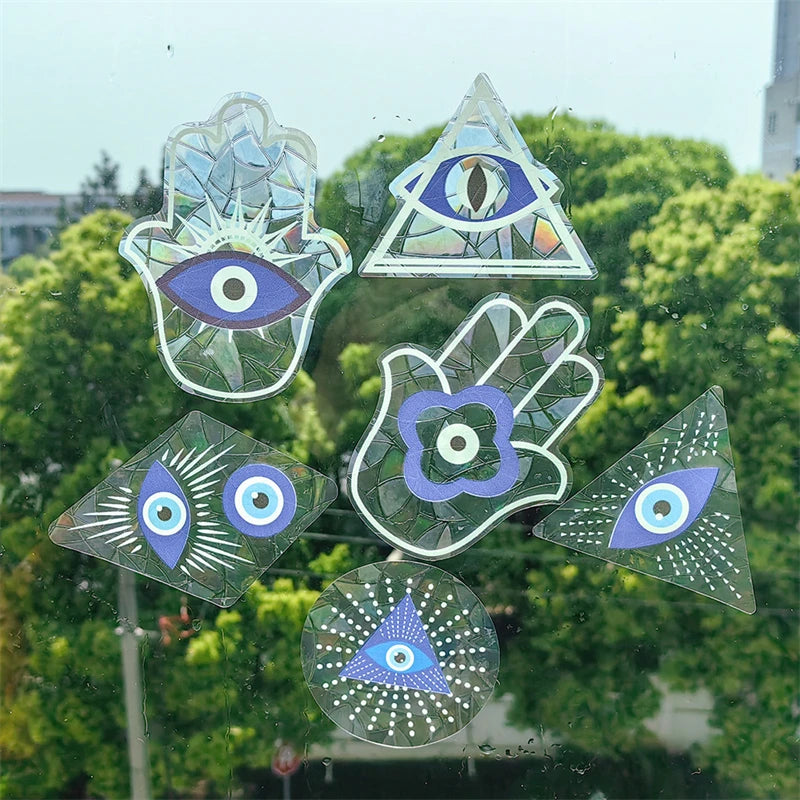 Sun Catcher Sticker Set: Butterfly /Evil Eye /Flower of Life /Palm Rainbow Static Stickers