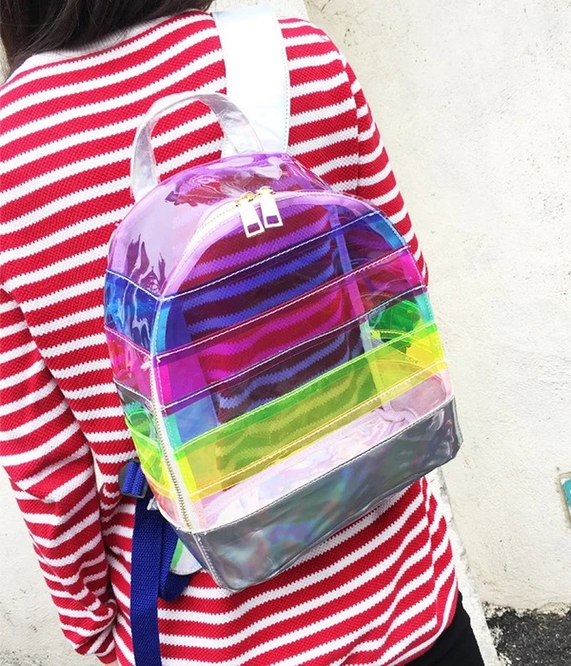 Holo Stripes Transparent Book-bag