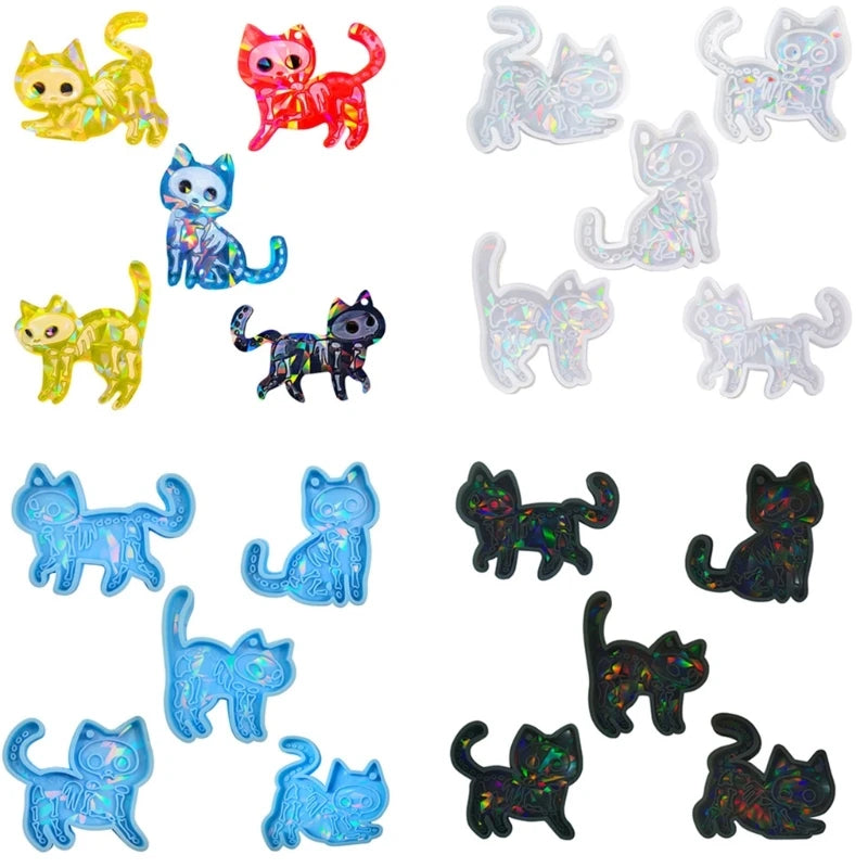 5Pcs/1Pc Cat Shaped Silicone Molds DIY