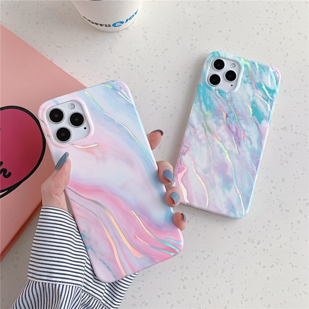 Holo Marble Case Soft Silicone iPhone Case