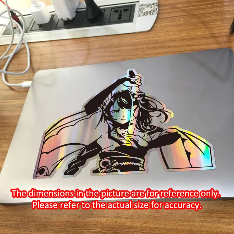 Genshin Impact Beelzebul Raiden Shogun Ei Sexy Girl Game Stationery Sticker Reflective Laser Decals Toys School Supplies