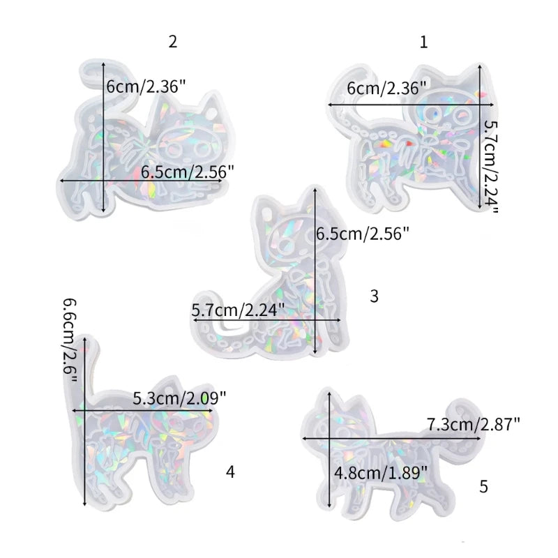 5Pcs/1Pc Cat Shaped Silicone Molds DIY