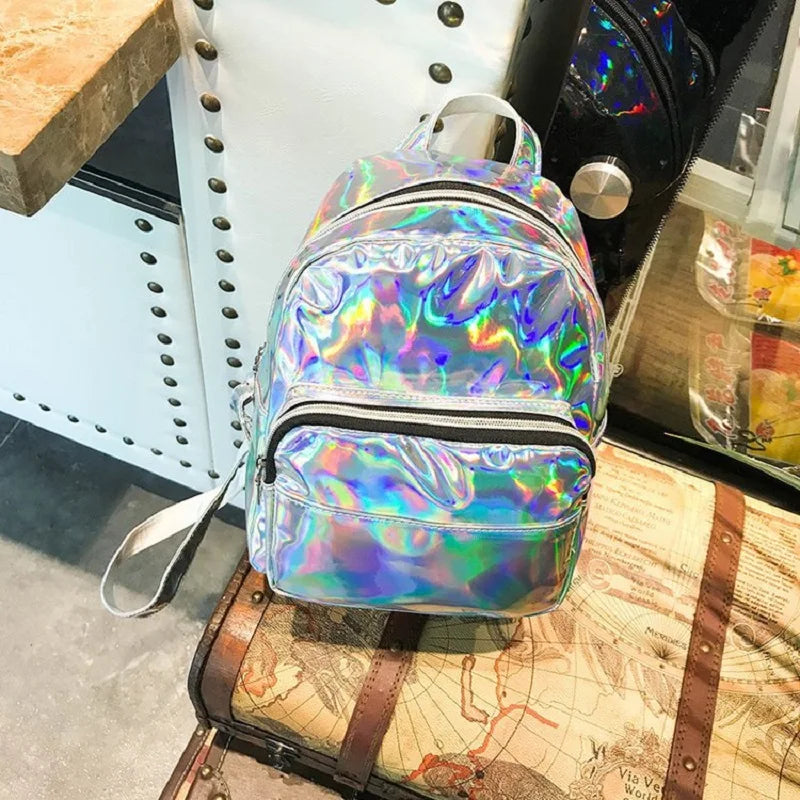 School Mini Travel Holographic Backpack