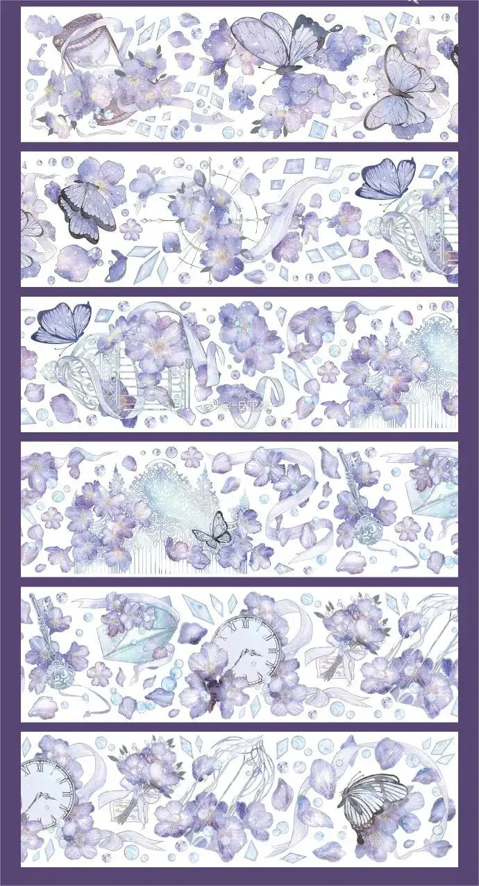 Forever Garden Purple Flower Butterfly  PET Washi Tape