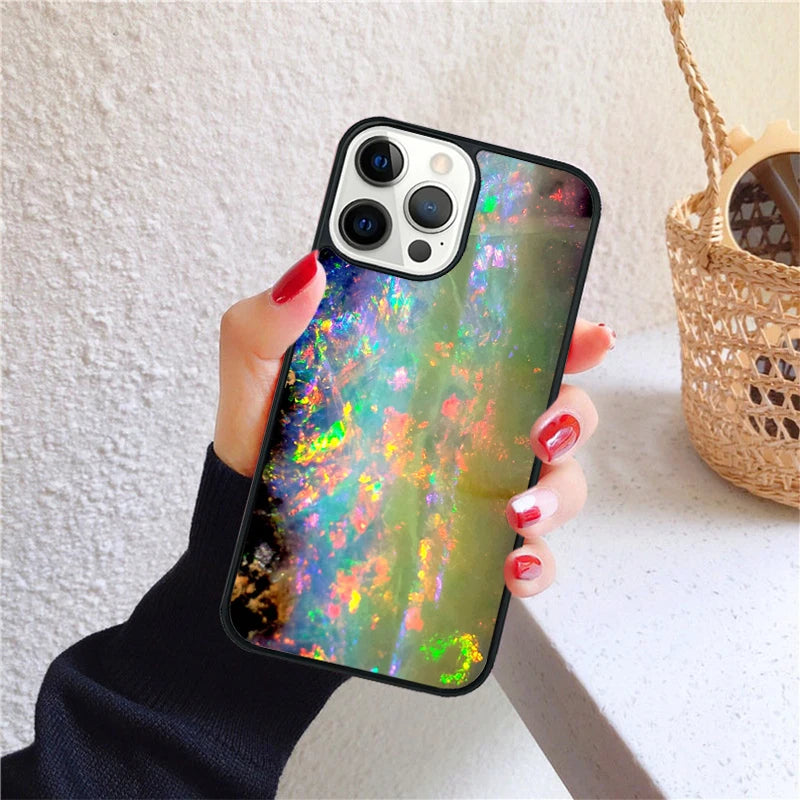 Geode opal iridescent marble Phone Case