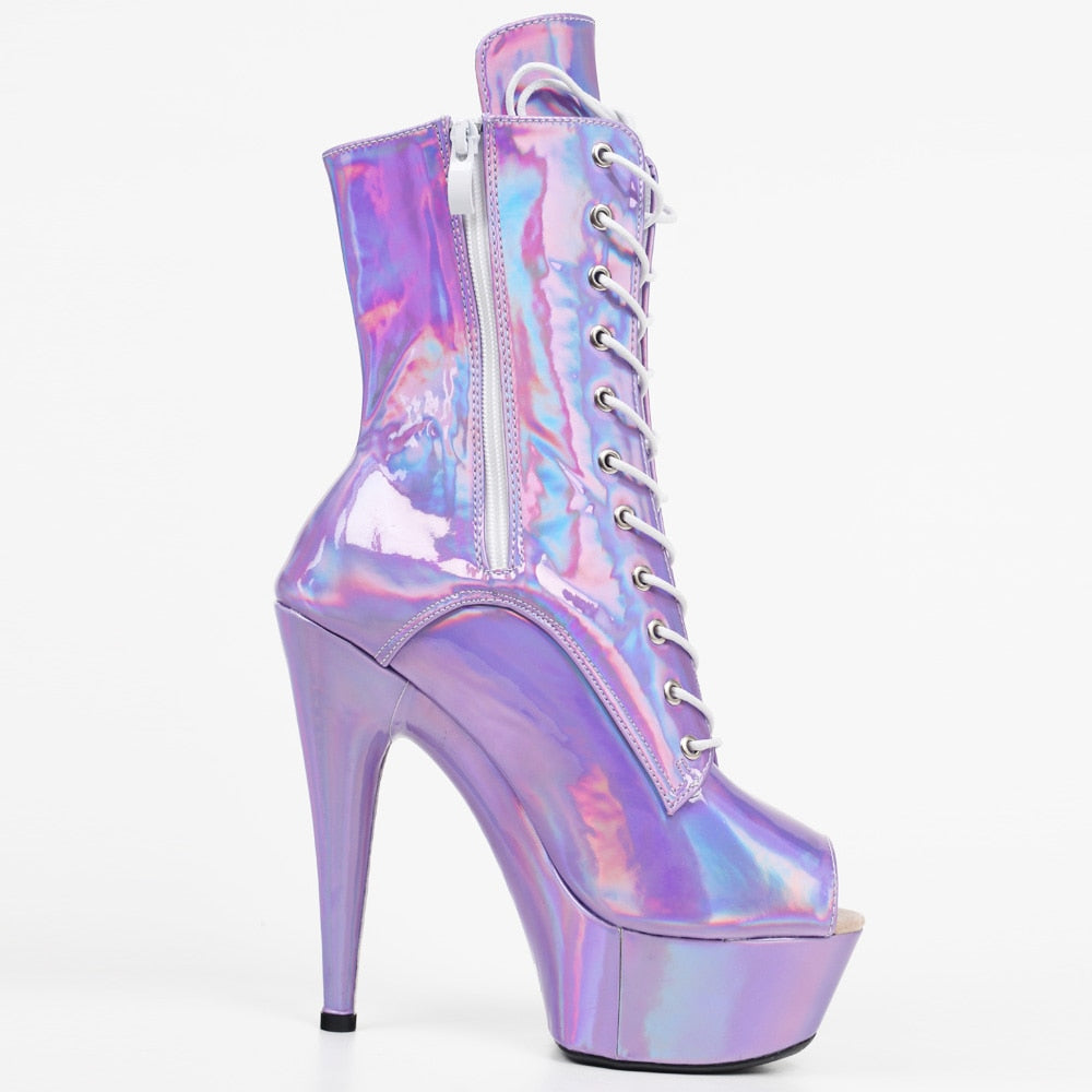 15CM High Heel Holographic Boots