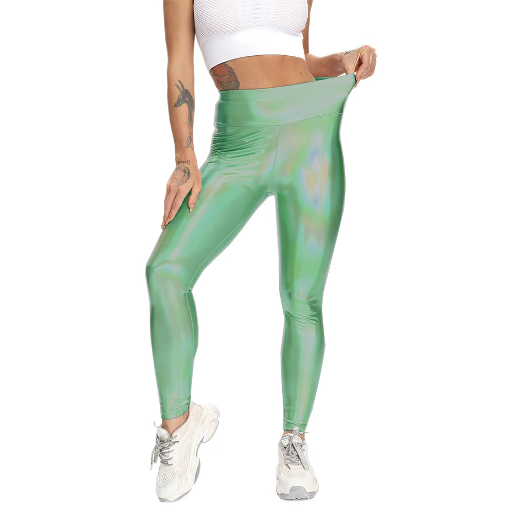 Shiny Holo Stretchy High Waist Leggings