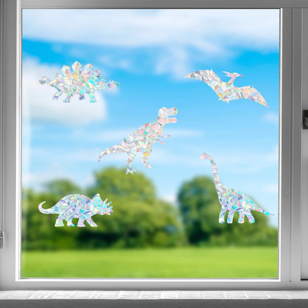 6Pcs Suncatcher Glass Dinosaur Stickers