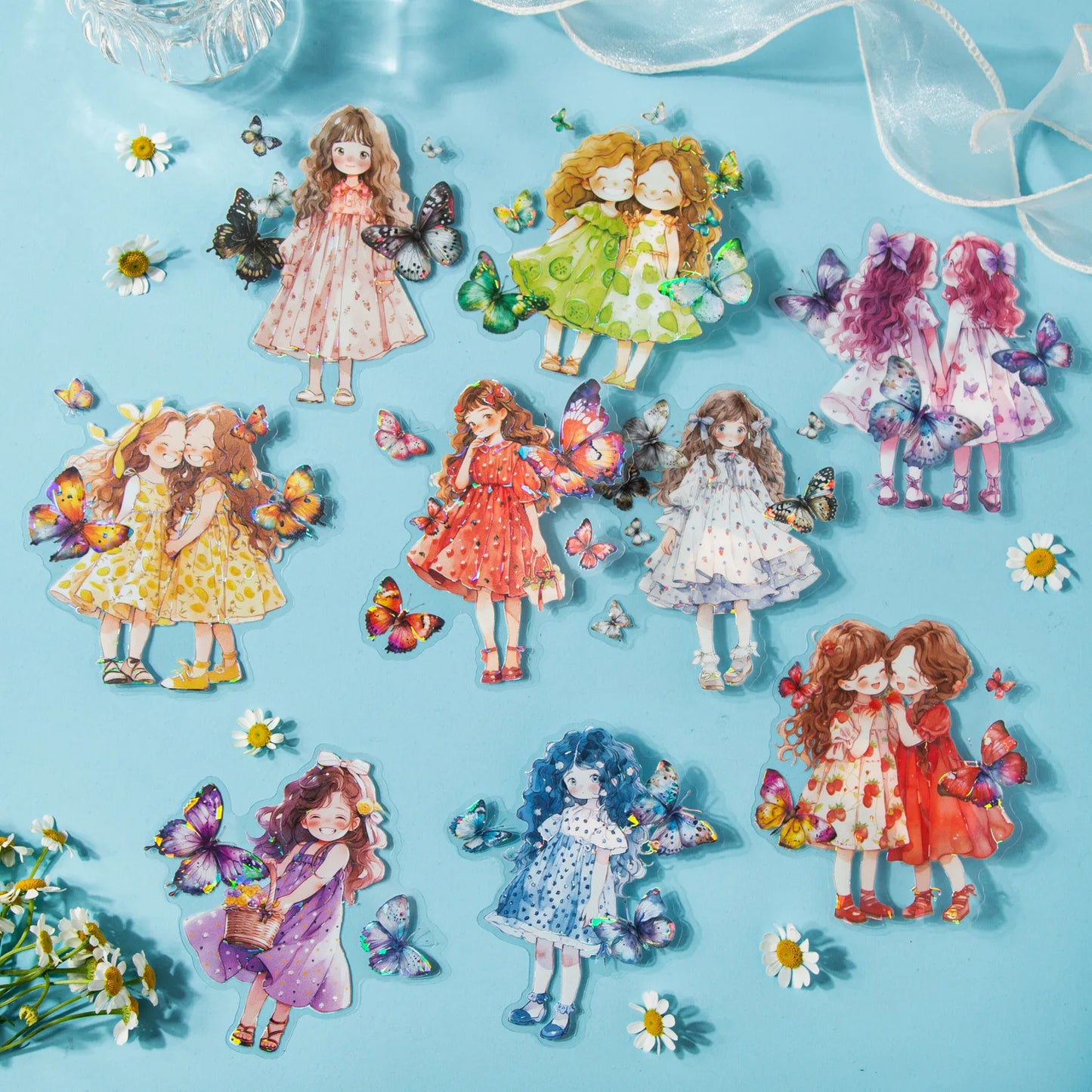 Kawaii Butterfly Girl Holo Stickers