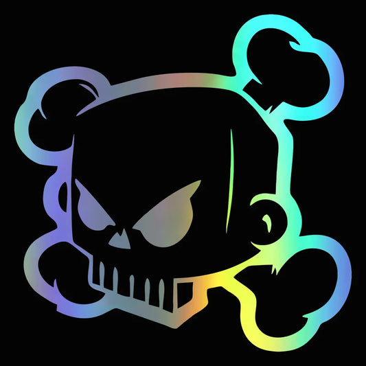 Holo Cartoon Block Skull Vinyl Stickers