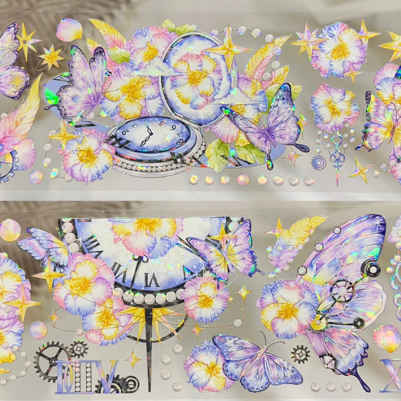 Clock & Pansy Flower Washi PET Tape