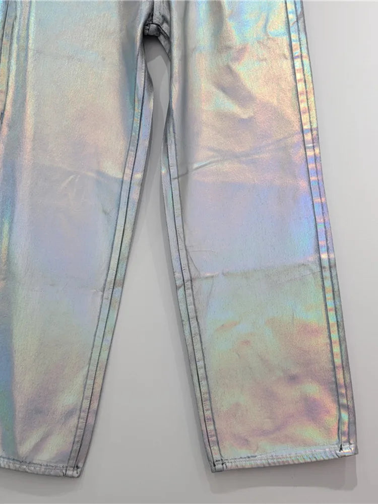 Holo Coating Denim Pants