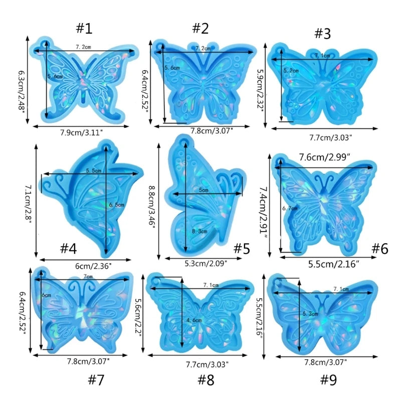 Holographic Butterfly Keychain Silicone Mold with Hole