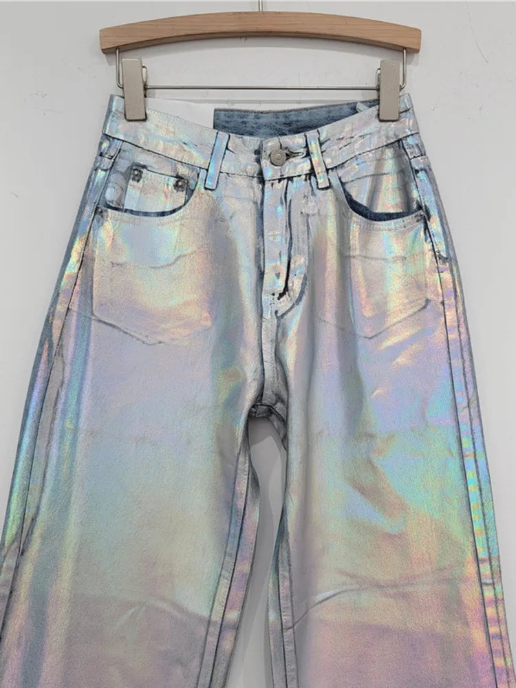 Holo Coating Denim Pants