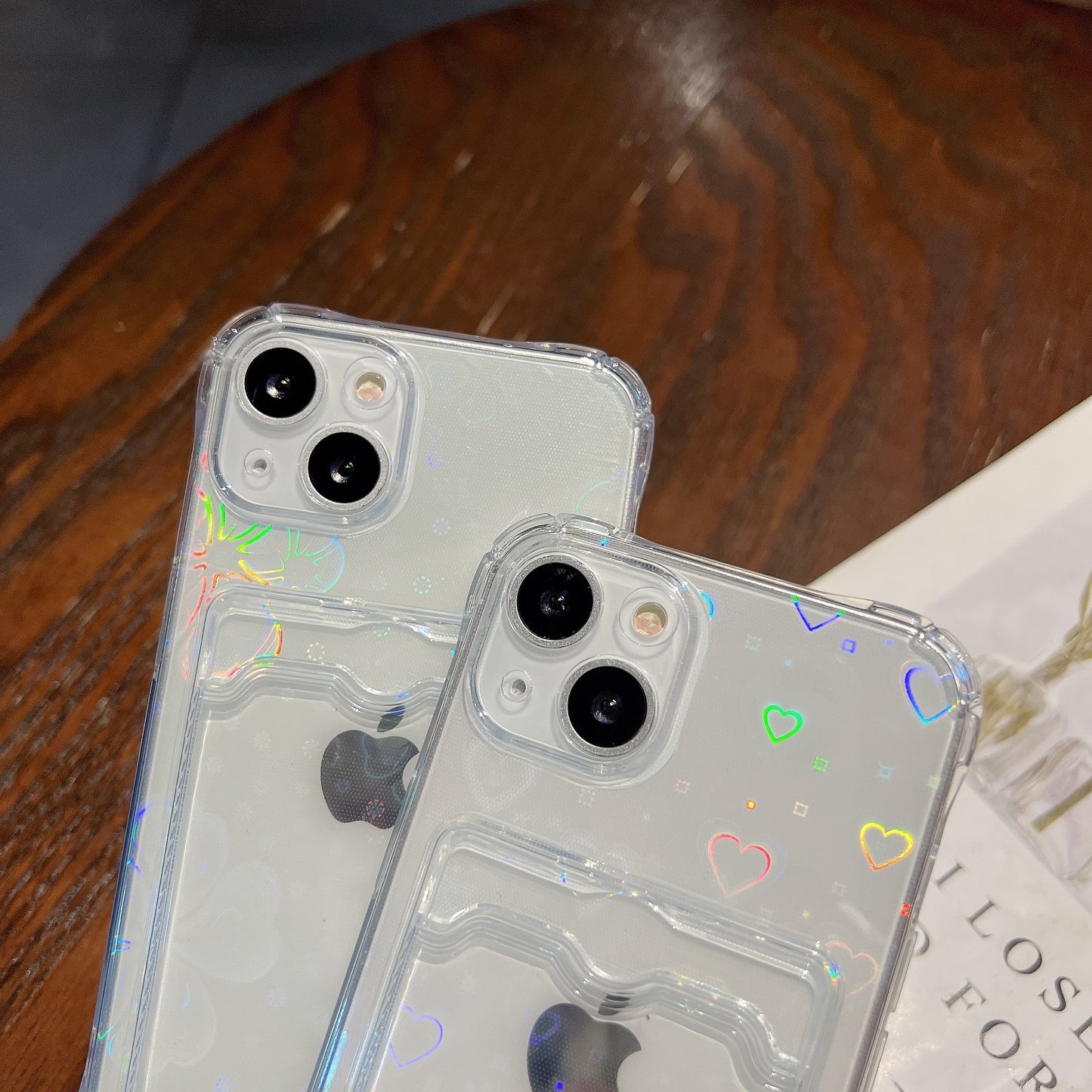 Holo Heart Storage Clear iPhone Case