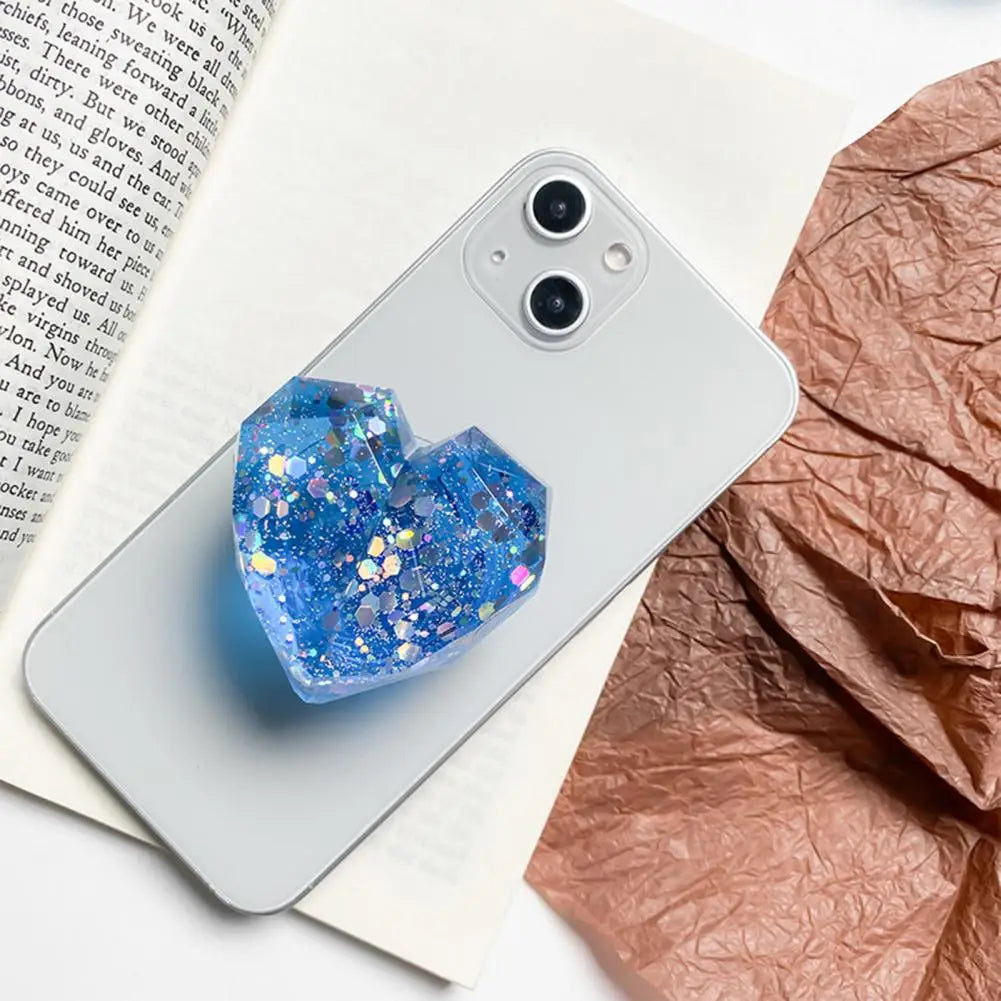 Cute Epoxy Holo Love Heart Phone Grip