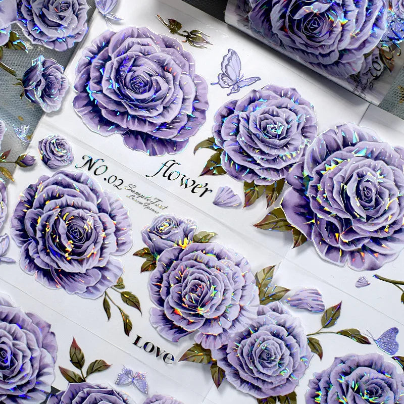 Decorative Adhesive Tapes PET Purple Flower Mask Tapes