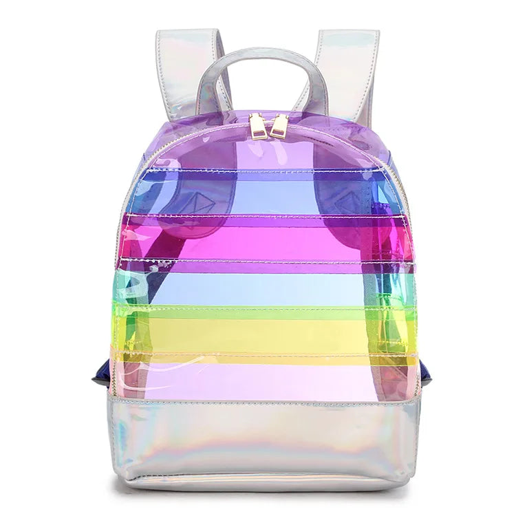 Clear Backpack Rainbow Stripe Bags