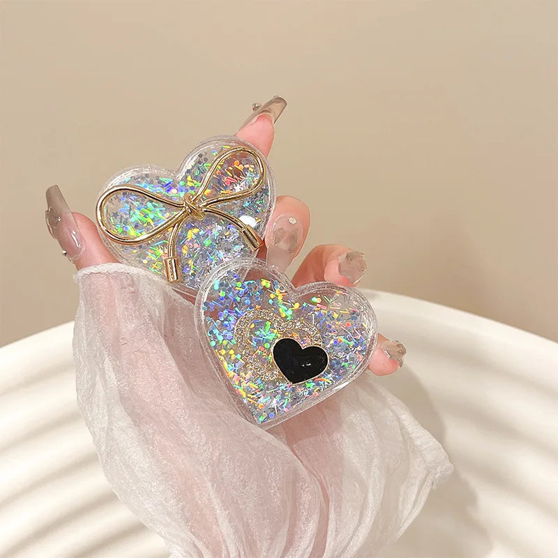 Holo Heart Quicksand Liquid Phone Grip