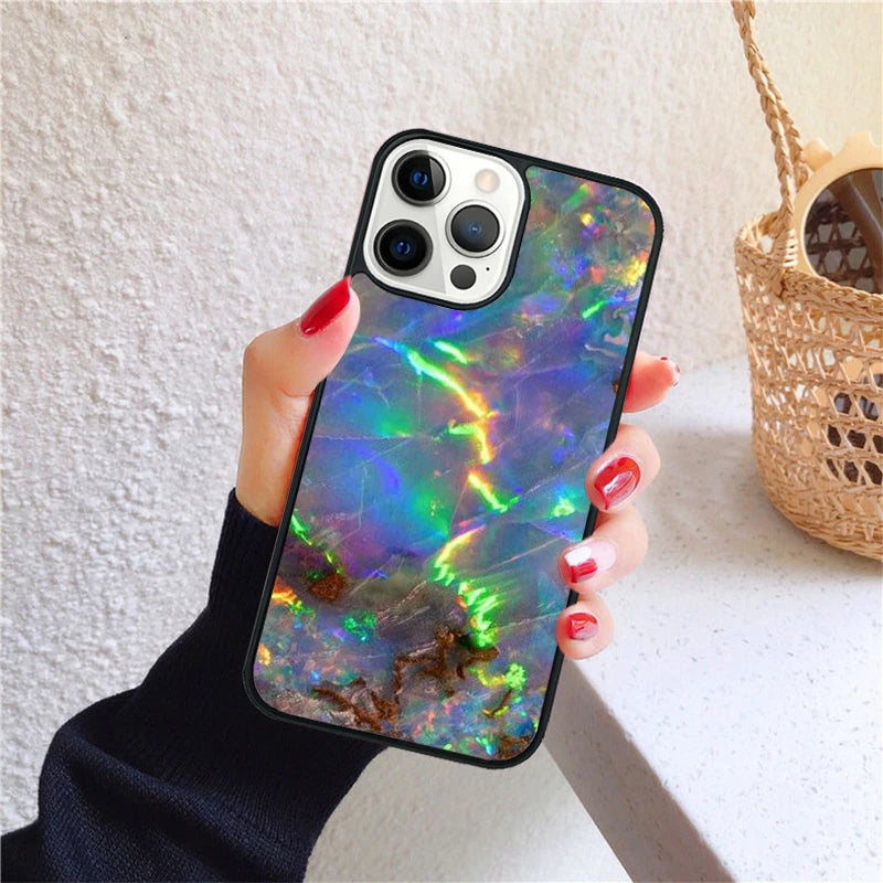 Geode opal iridescent marble Phone Case