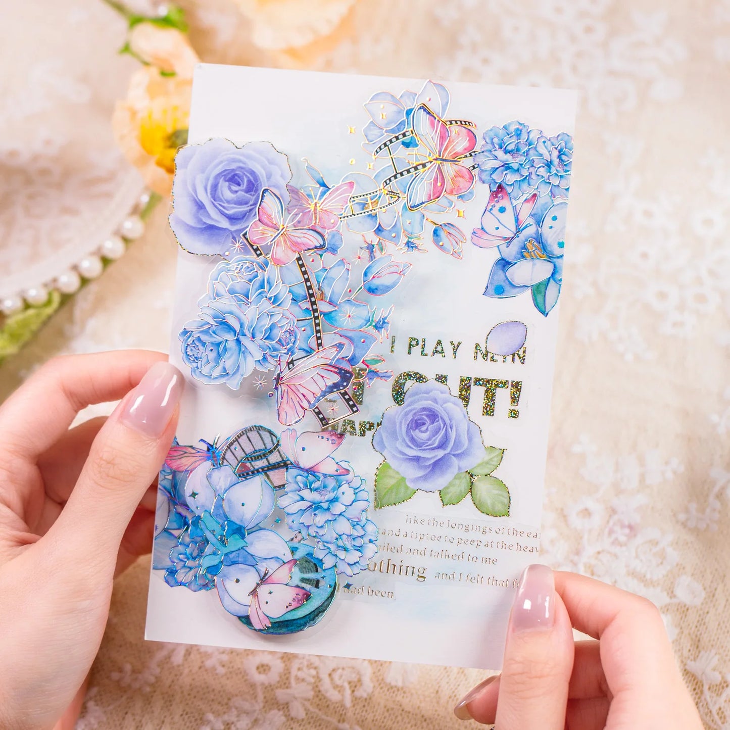 Kawaii Vintage Flower Holo Sticker