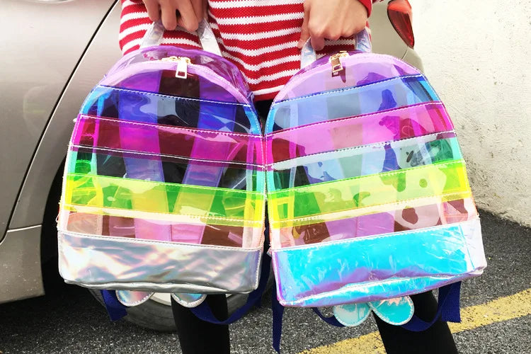 Clear Backpack Rainbow Stripe Bags