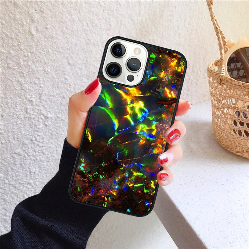 Geode opal iridescent marble Phone Case