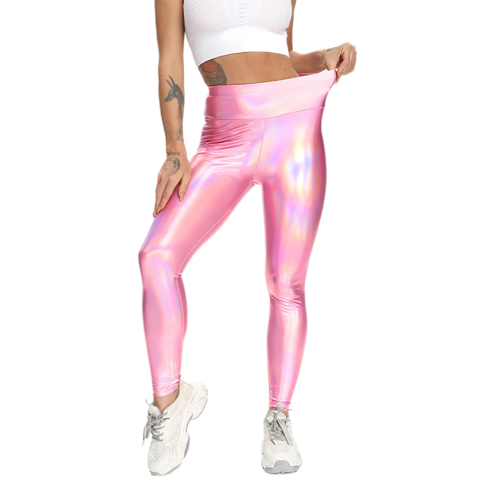 Shiny Holo Stretchy High Waist Leggings