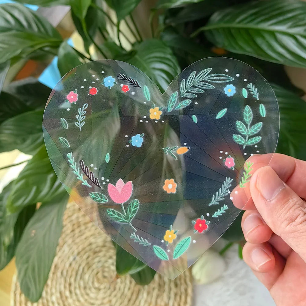 Floral Heart Glass Sun Catcher Prism Sticker