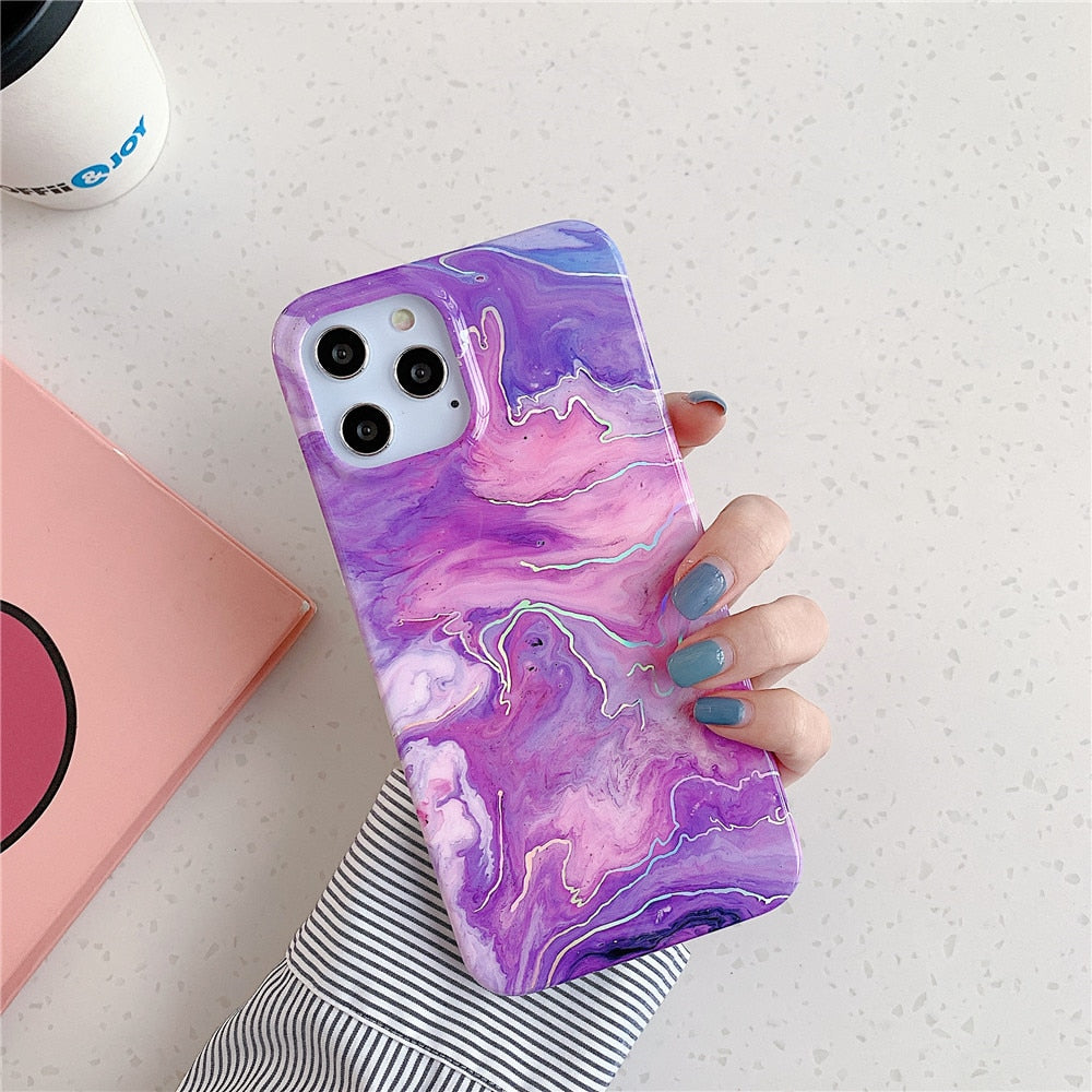 Holo Marble Case Soft Silicone iPhone Case