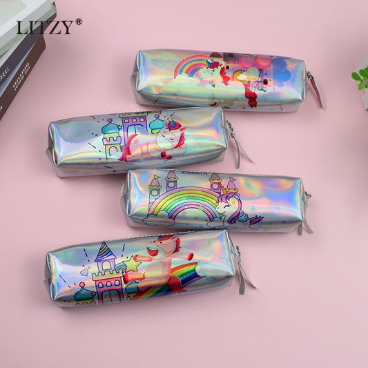 Holographic Pencil Case: Cute Unicorn