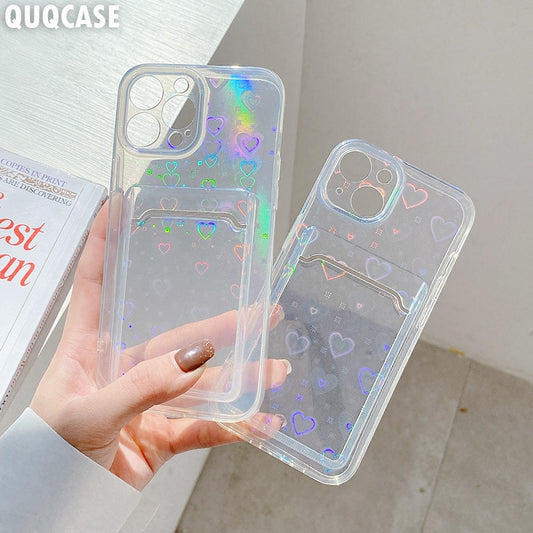 Holo Heart+Card Holder iPhone Cover