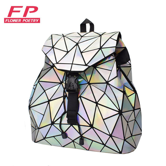 Drawstring  Geometric Holo Backpacks