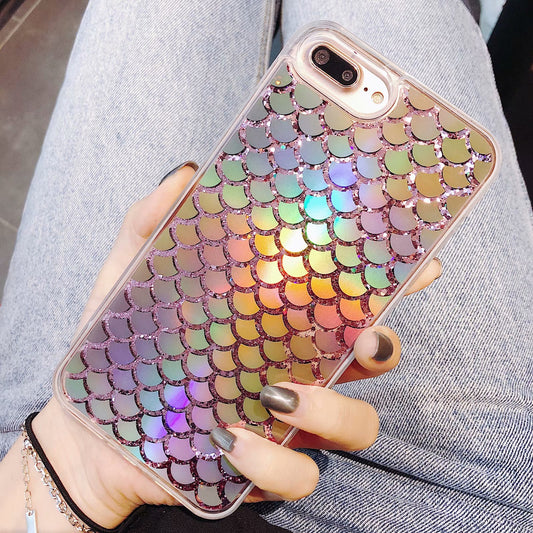 Holo Liquid Quicksand Mermaid Scales iPhone Case