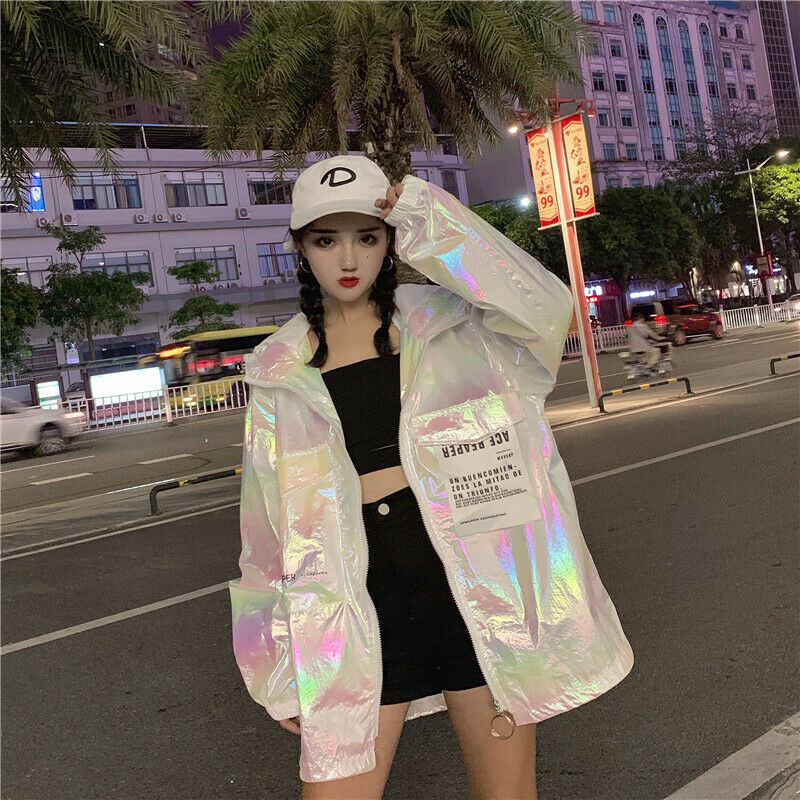 Holographic Neon Hooded Street Jacket